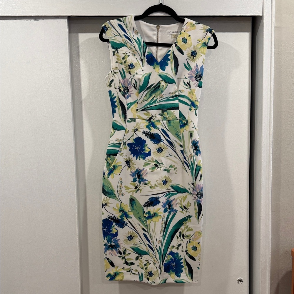 Calvin Klein Floral Sheath Midi Dress/ Woman/ Size 4